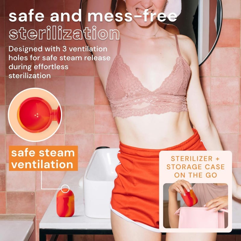 Bodyotics Comfycase - Menstrual Disc/Cup Wash Case - Orange & Red - Sterilizer, Wash, and Carrying Case for Reusable Discs & Cups - Image 5